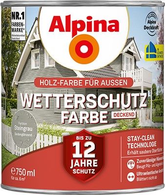 Alpina Wetterschutzfarbe deckend steingrau Holzfarbe