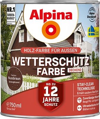 Alpina Wetterschutzfarbe deckend nußbraun Holzfarbe