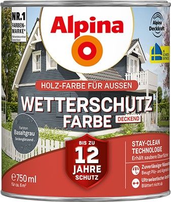 Alpina Wetterschutzfarbe deckend basaltgrau Holzfarbe