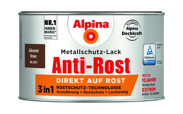 Alpina Anti-Rost Metallschutz-Lack glänzend braun