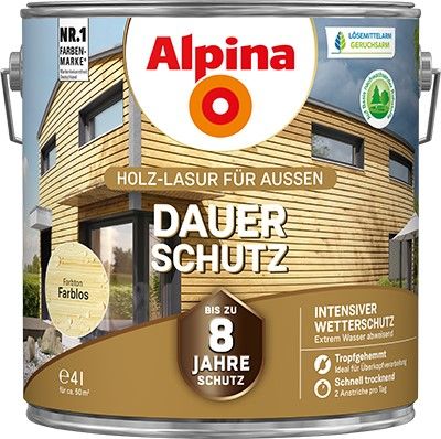 Alpina Dauer-Schutz Holzlasur farblos für außen