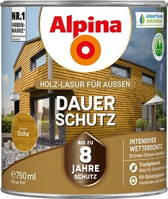 Alpina Dauer-Schutz Holzlasur Eiche für außen
