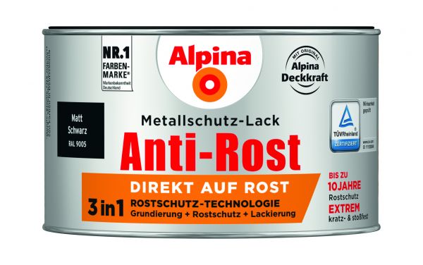 Alpina Anti-Rost Metallschutz-Lack matt schwarz