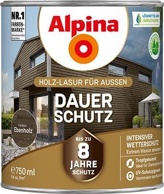 Alpina Dauer-Schutz Holzlasur Ebenholz für außen