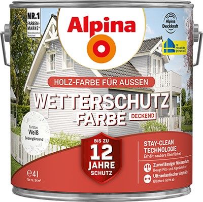 Alpina Wetterschutzfarbe deckend weiß Holzfarbe