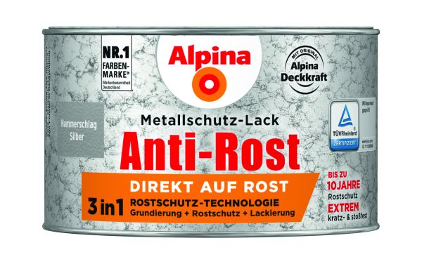 Alpina Anti-Rost Metallschutz-Lack Hammerschlag silber