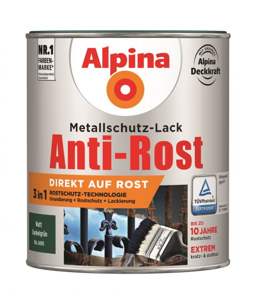 Alpina Anti-Rost Metallschutz-Lack matt dunkelgrün