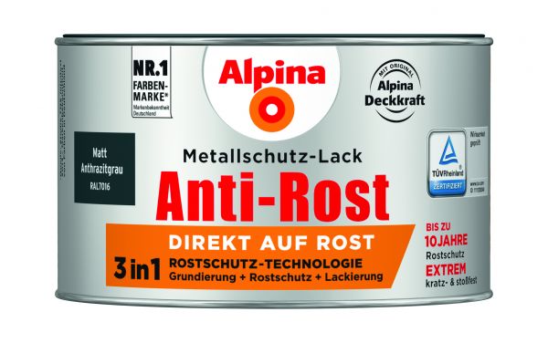 Alpina Anti-Rost Metallschutz-Lack matt anthrazitgrau