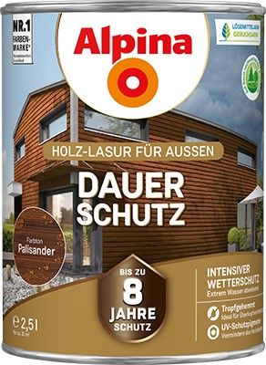 Alpina Dauer-Schutz Holzlasur Palisander für außen