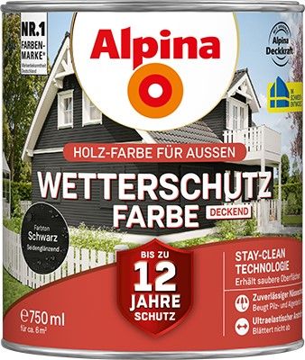 Alpina Wetterschutzfarbe deckend schwarz Holzfarbe