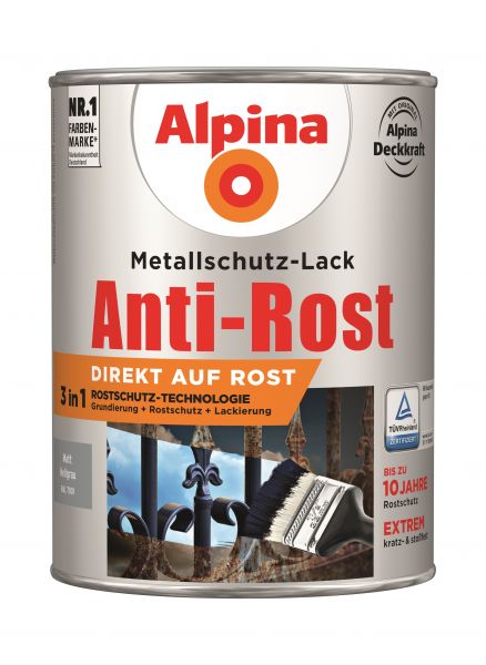 Alpina Anti-Rost Metallschutz-Lack matt hellgrau