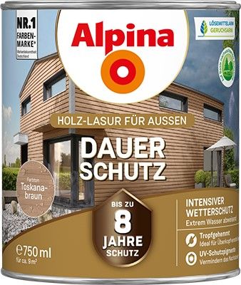 Alpina Dauer-Schutz Holzlasur Toskanabraun für außen