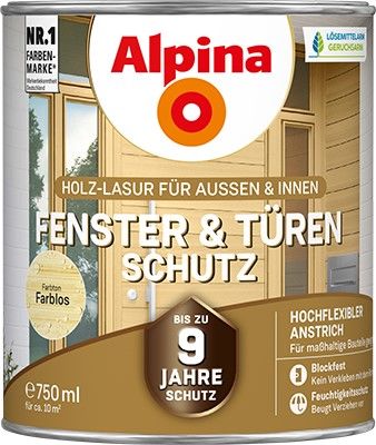 Alpina Fenster und Türenschutz farblos - seidenmatte Holzlasur
