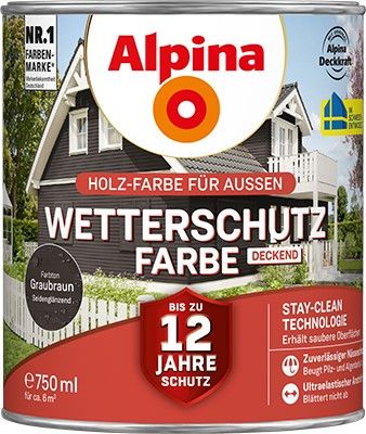 Alpina Wetterschutzfarbe deckend graubraun Holzfarbe